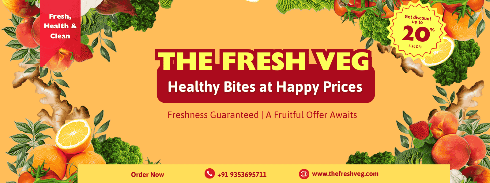 Red and Yellow Fresh Colorful Fruit Store Banner